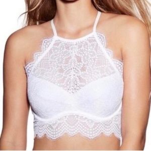 white high neck lace bra